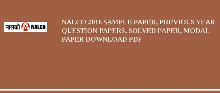 NALCO Question Papers