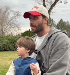 Dakota Mortensen with his son
